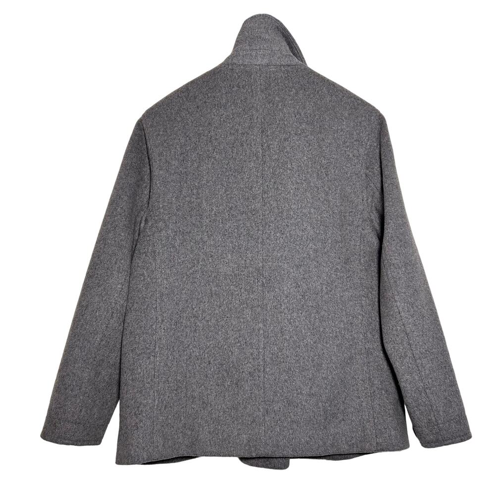 J. Crew Wool Cashmere Peacoat Gray PLUS Beanie Faux Fur Pom Basket Weave Cap - Picture 2 of 16